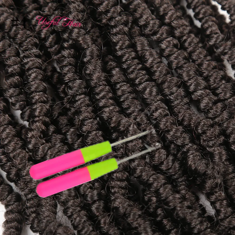 Ombre Brown looped Fluffy Twists Trenzado de cabello Pre Twisted Passion Twist Hair Bomb Crochet Trenzas de ganchillo sintéticas