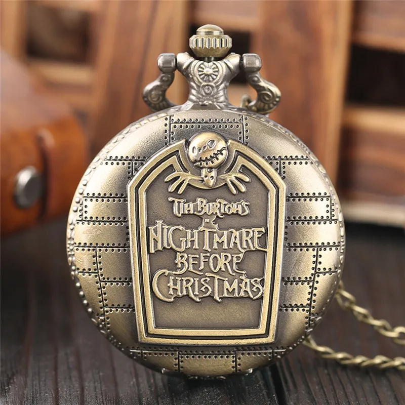 Steampunk Nightmare Skull Quartz Pocket Watches Men Women Chirdren Kids Analog Display Clock Necklace Chain Christmas Gift