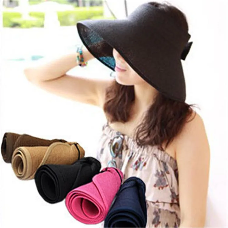 Yeni Yaz Moda Açık Spor Güneşlik Şapka Katlanabilir Seyahat Hasır Şapka Konlanmamış Güneş Kremi Sunhat T3H5005