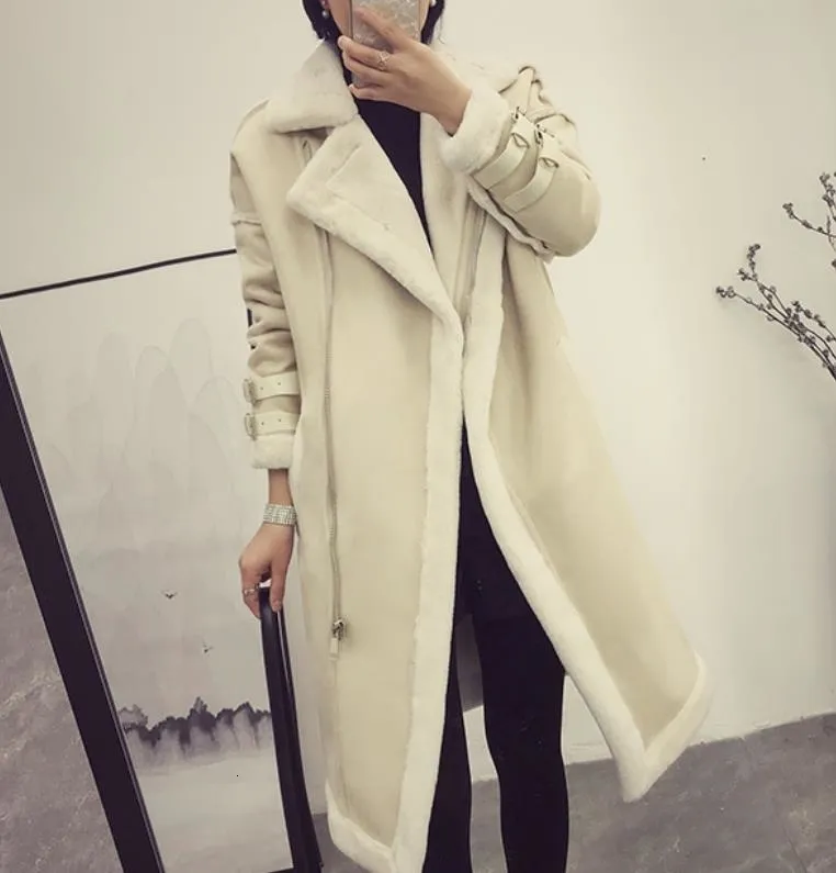 Plus Winter Coat Lambs Wool Shearling Coat Medium Length Plus Winter Coat Lambs Wool Shearling Coat Medium Length
