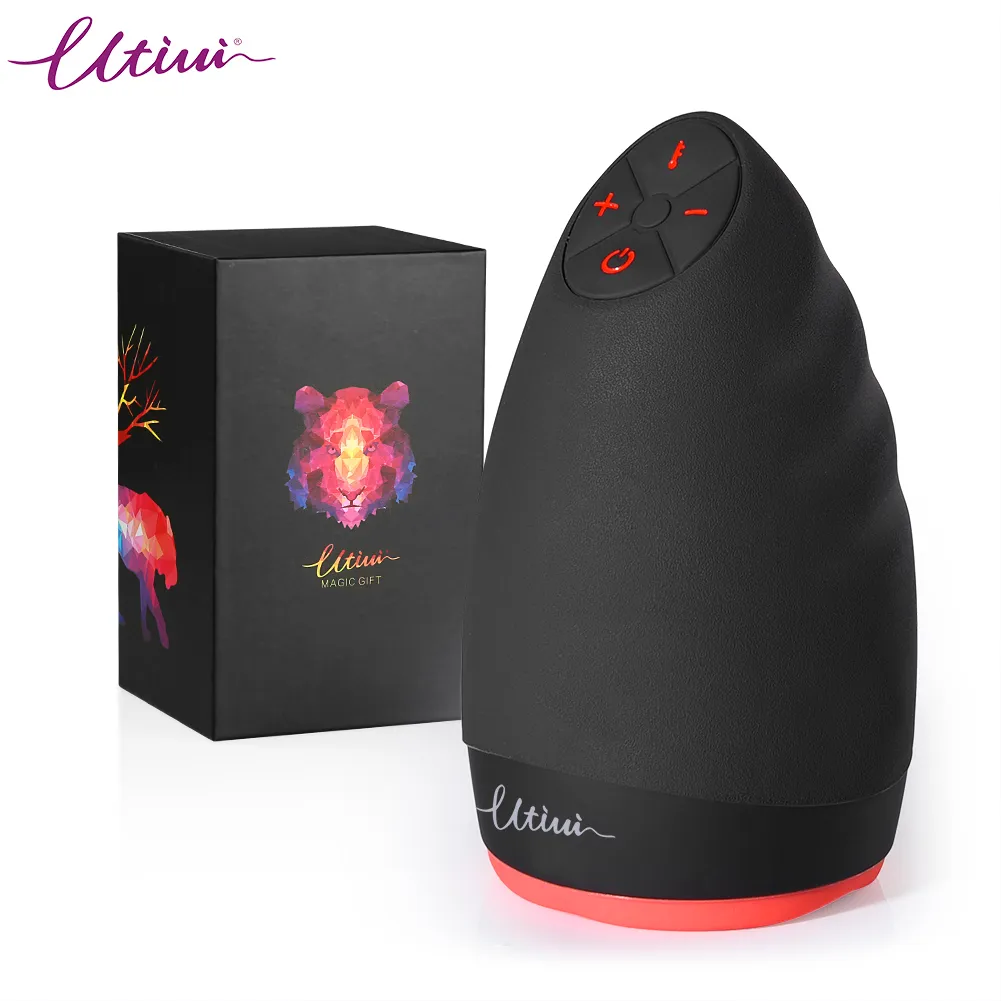 Utimi 9 Funzione Oral Sex Masturbation Cup Vibrante Masturbatore portatile Usb Ricaricabile Pompino Giocattolo del sesso C19022101