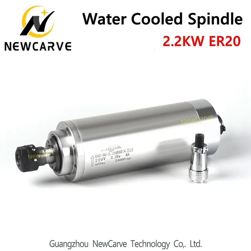 cnc spindle motor 2.2KW 220V 380V water cooled spindle ER20 with 80MM diameter GDZ-80-2.2B NewCarve