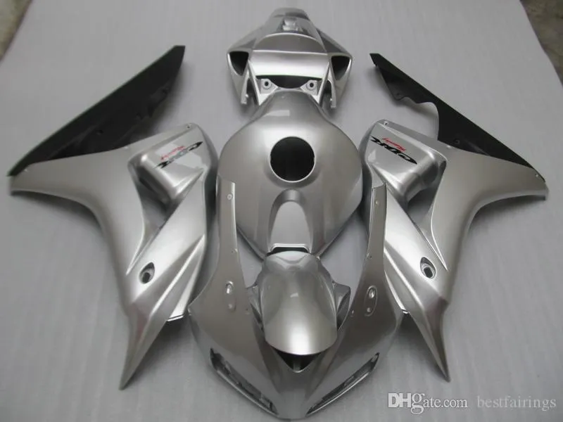 100% Fitment Insprutningsmissar för Honda CBR1000RR 2006 2007 Svart Silver Fairing Kit CBR 1000 RR 06 07 QQ92