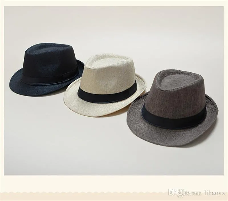 Vogue Uomo Donna Morbido Fedora Panama Cappelli Cotone / Lino Berretti di paglia Outdoor Cappelli a tesa larga Primavera Estate Spiaggia 34 Colori TO662