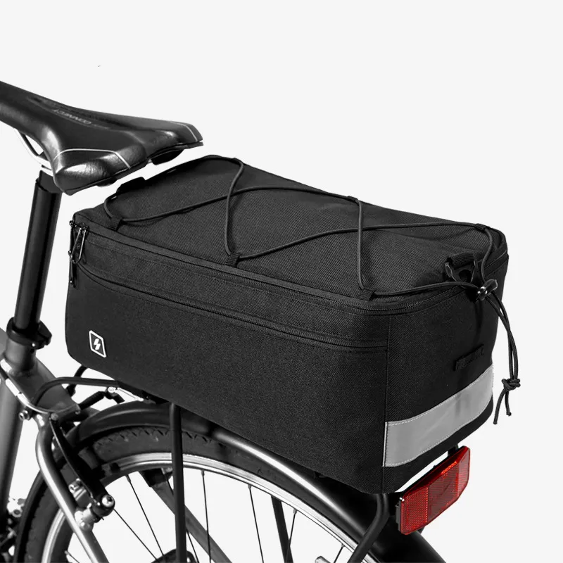 Nouveau sac de siège arrière de vélo de grande capacité avec bande réfléchissante gris argenté sac d'étagère d'isolation de siège arrière sac arrière sacoche de coffre sac à main