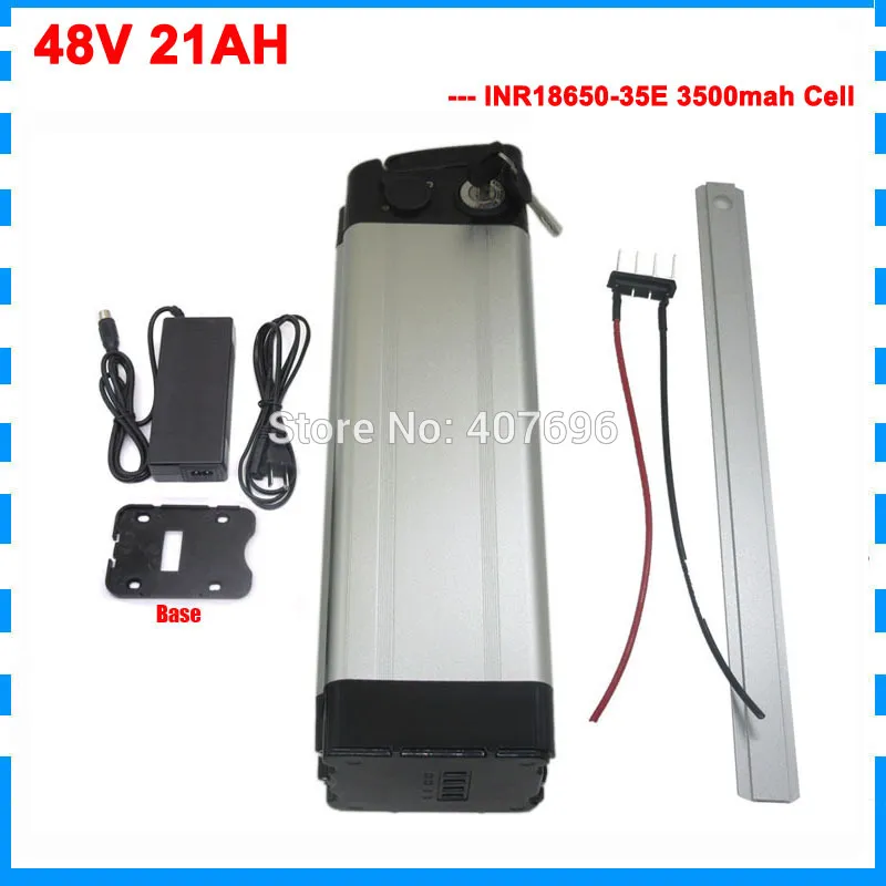 48V 21Ah E-Bike Battery 1000W Lithium Ion Battery Pack, Silver Fish  Style, Samsung 35E Cells, 30A BMS Long Range!