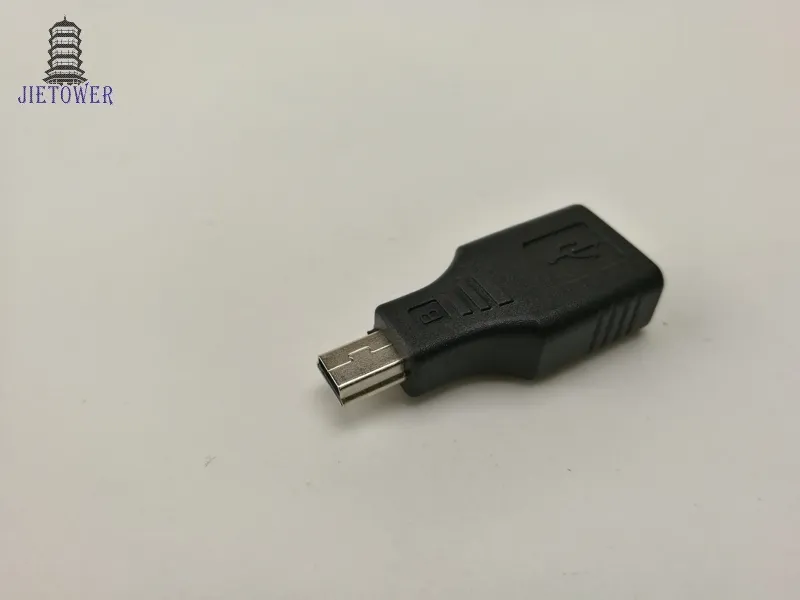 300pcs / lot USB En kvinna till Mini B Male 5pin Adapter Converter Jack