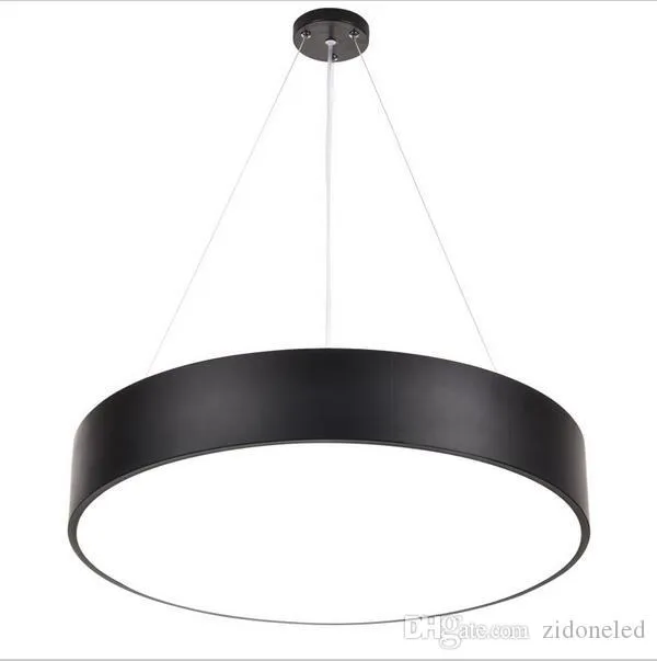 Modern Minimalism LED Hängsmycke Ljus Runda Ljuskronor Svart Belysningsarmaturer För Kontorsstudier Rum Livingroom Bedroom AC85-265V