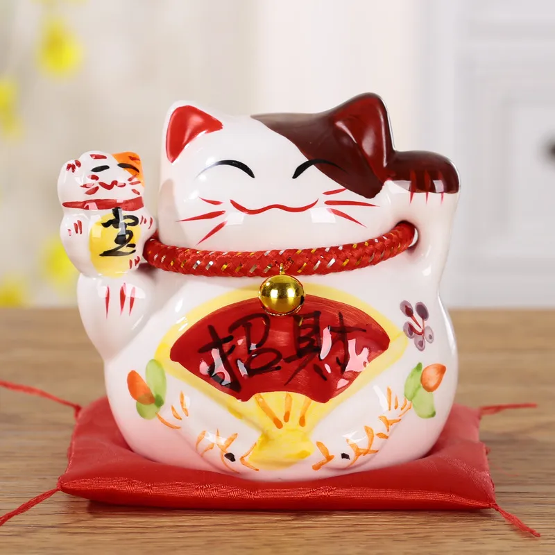 Gatto della fortuna - Gatto cinese - Porcellana 25 cm bianco