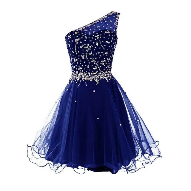 One-Shoulder Knee-Length Homecoming Dress with Crystal Beaded Tulle and  Ruffles 2017 Spring Summer Ball Gown from Dhgate Homecoming Dresses - price  66.94