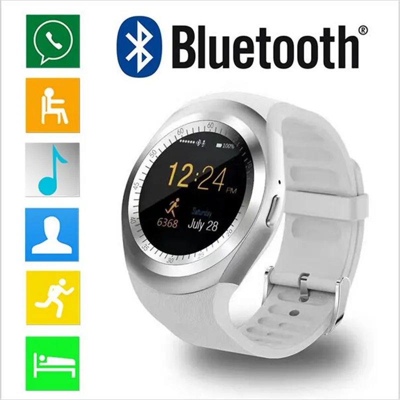 Y1 Smart Watch Reloj Relogio Passometer Smart Orologio da polso Supporta telefonata SIM TF Card Sync Fitness Tracker Braccialetto intelligente per Android