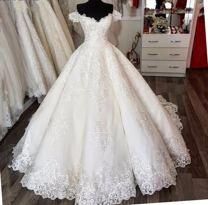 green emerald velvet dress Ivory A-Line Wedding Dress with Empire Waist – Long Sleeves Wedding Dress  with High Slit Plus Size – PAOLA main image 1