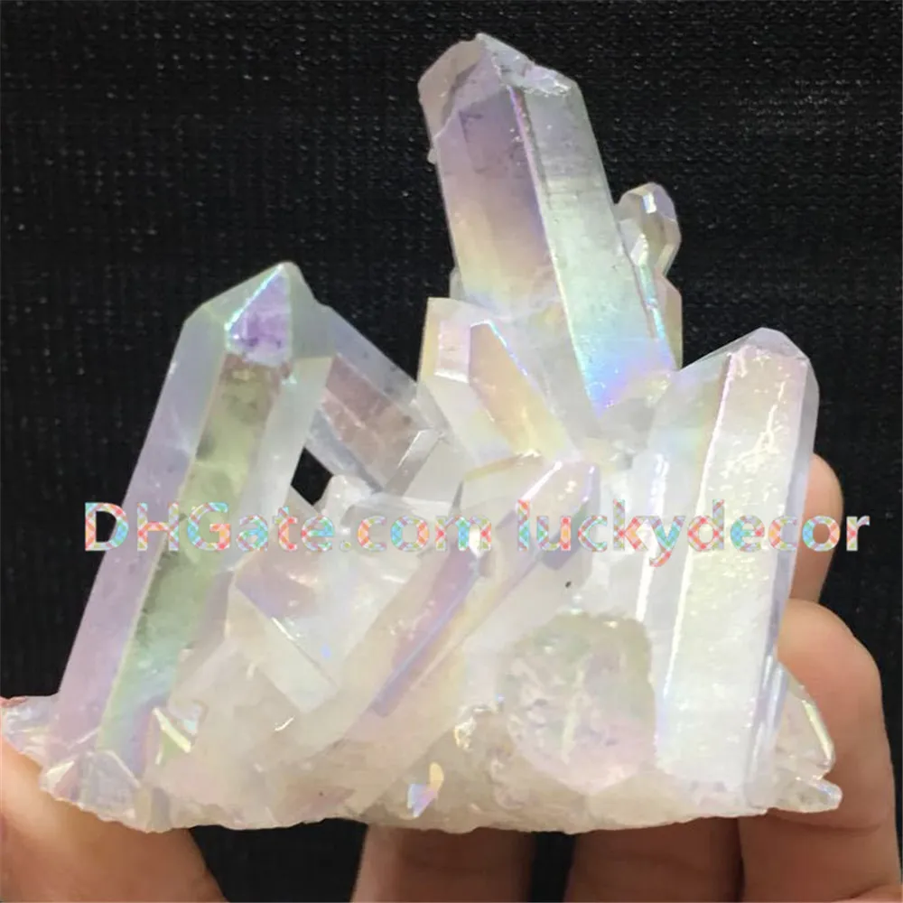950g Wholesale Angel Aura Quartz Crystal Point Cluster aka Rainbow / Opal Aura Random Size Irregular Titanium Coated Raw Gemstone Specimen