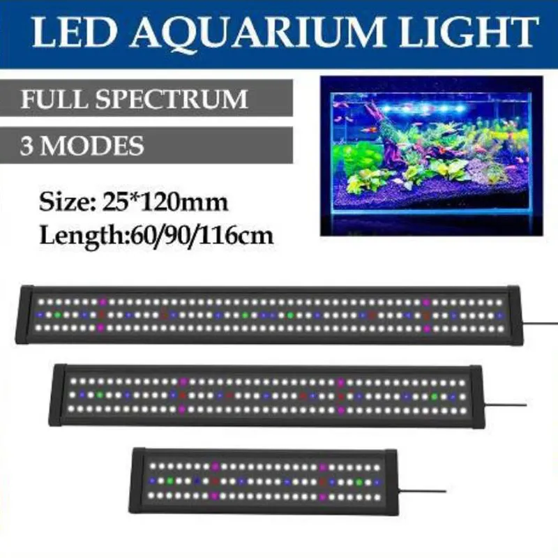 Étanche lumières LED Aquarium Fish Tank Light Bar Blue 60/90 / 116cm Lampe submersible sous-marine clip aquatique Décor