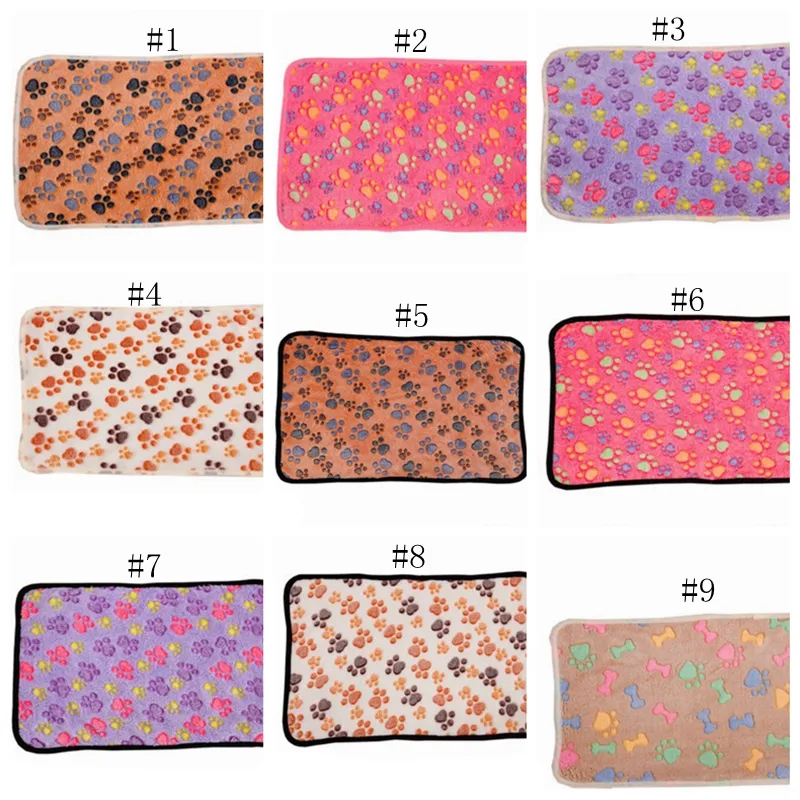 Couverture pour chien, stylos imprimés de pattes, tapis pour petits chiens, couverture de lit chaude, polaire douce, 15 modèles, WLL907