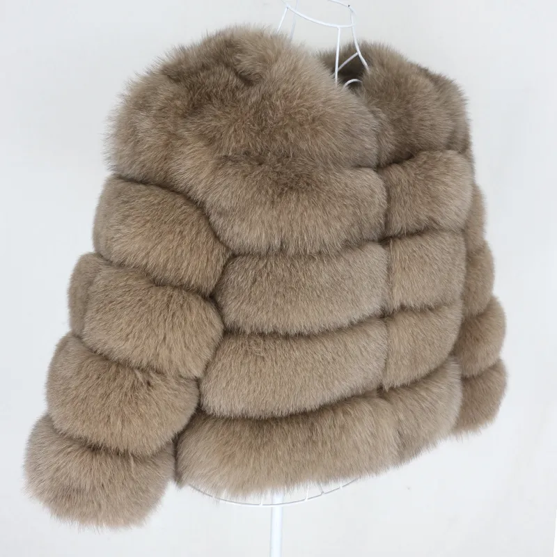 OFTBUY veste d'hiver femmes réel manteau de fourrure naturel grand moelleux fourrure de renard vêtements d'extérieur Streetwear épais chaud trois quarts manches