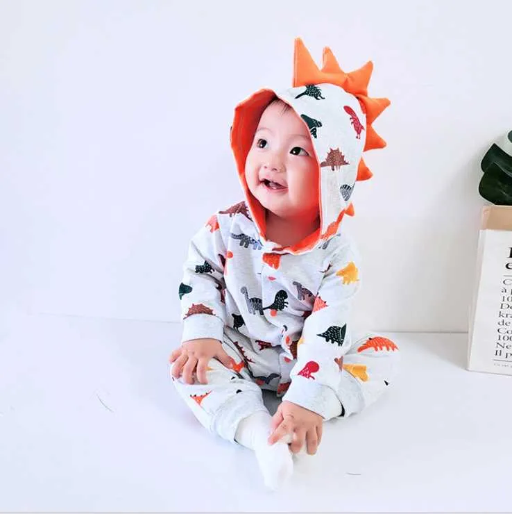 Niño recién nacido bebé del dinosaurio con capucha mameluco Ropa Equipos de