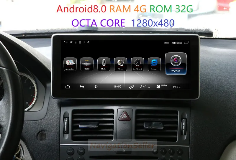 10.25 calowy Android9.0 4g RAM Samochód DVD Odtwarzacz Samochodowy Stereo do Mercedesa Benz C W204 2007-2010 Wsparcie Carplay WiFi GPS BT Radio Mirrolink