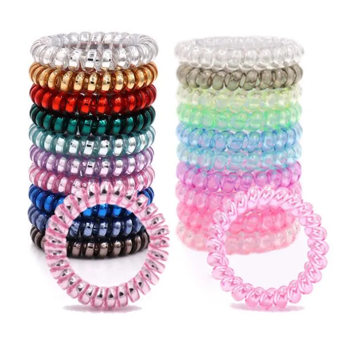 Ny design godis färg telefon tråd sladd pannband för kvinnor flickor elastiska hår gummiband hårband hår smycken tillbehör