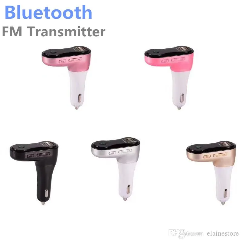 2020 Nouveau pour iPhone, Samsung, LG, HTC Smartphone Android Transmetteur FM Bluetooth Adaptateur FM sans fil pour voiture Kit de voiture avec chargeur de voiture USB