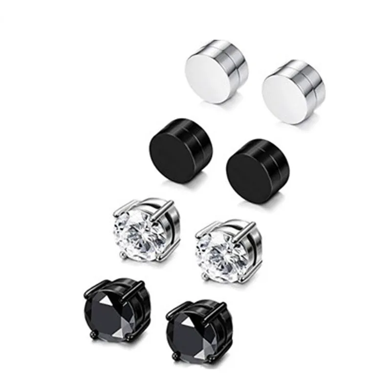 Hip Hop – boucles d'oreilles en Zircon sans perçage, Clip d'oreille en acier inoxydable, nouveau Style, boucles d'oreilles magnétiques, ensemble de bijoux Whole2811