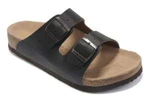 Mannelijke platte sandalen casual vrouwen dubbele gesp schoenen mannelijke zomer strand schoenen hoge kwaliteit comfortabele lederen slippers beroemde merk