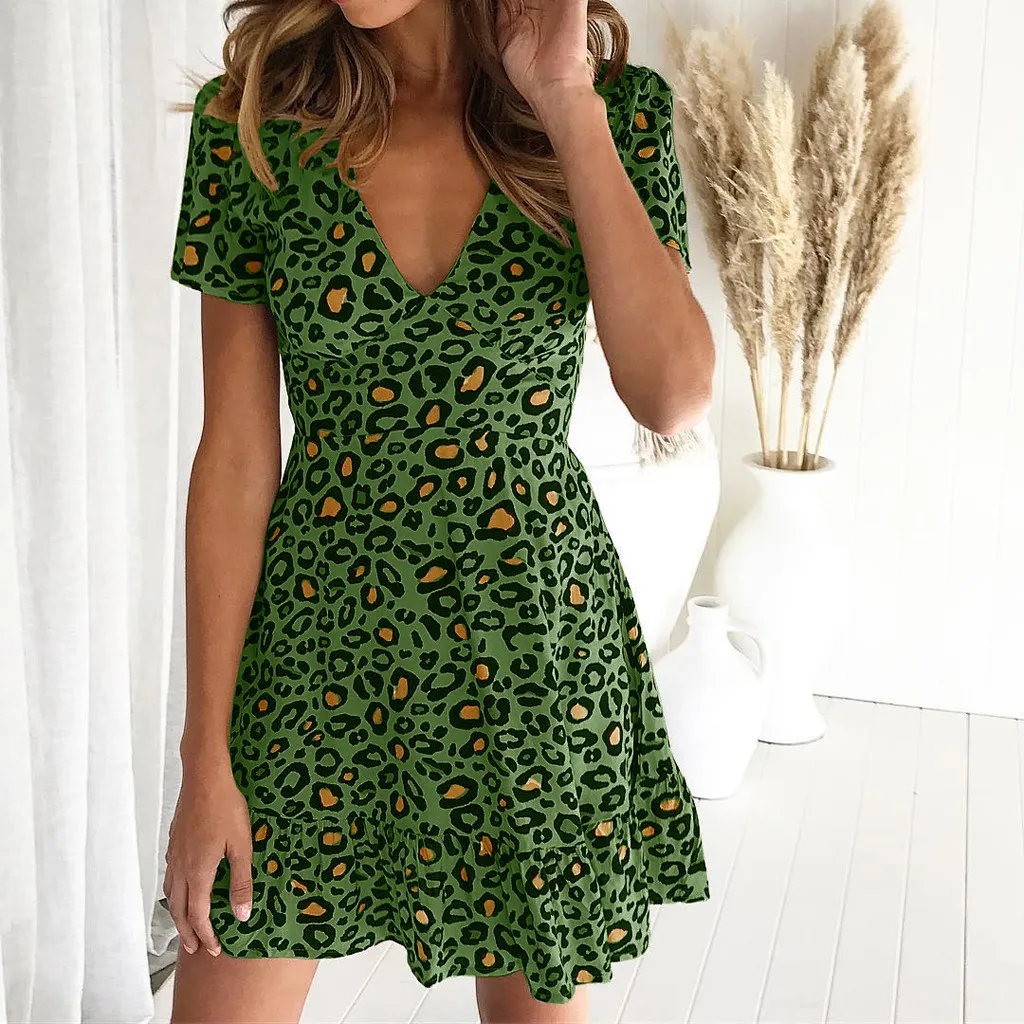Feitong 2019 Summer Dress Women Leopard Print Mini Dress Ladies Sexy Wrap Dress Clubwear Party Dresses Vestidos Sukienki New From 13 98 DHgate