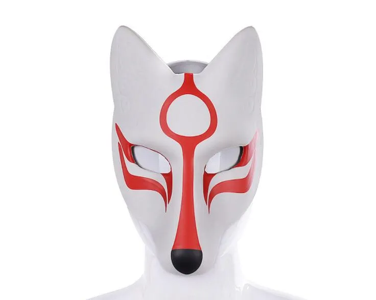 Caspty Carnaval Masquerade Anime Cosplay Animal PU Lederen Wit Japans Kitsune Fox Mask GB427