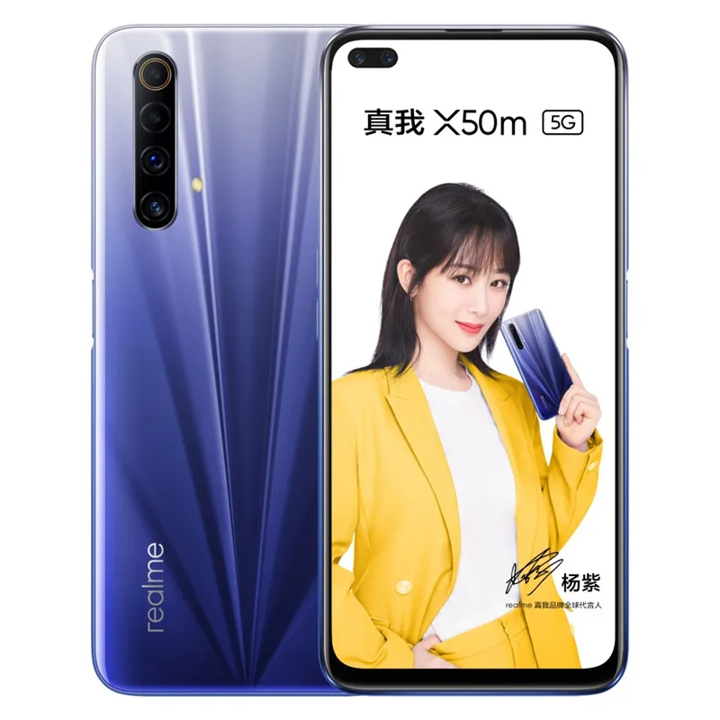 Cellulare originale Realme X50m 5G LTE 6GB RAM 128GB ROM Snapdragon 765G Octa Core Android 6.57" LCD Schermo intero 48MP AI NFC 4200mAh Face ID Fingerprint Smart Phone