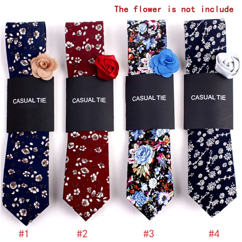 New Mody Men Men Floral Print Tie Suit Skinny laços mansas de algodão gravata de gravata para casamento Festa de Natal WML99