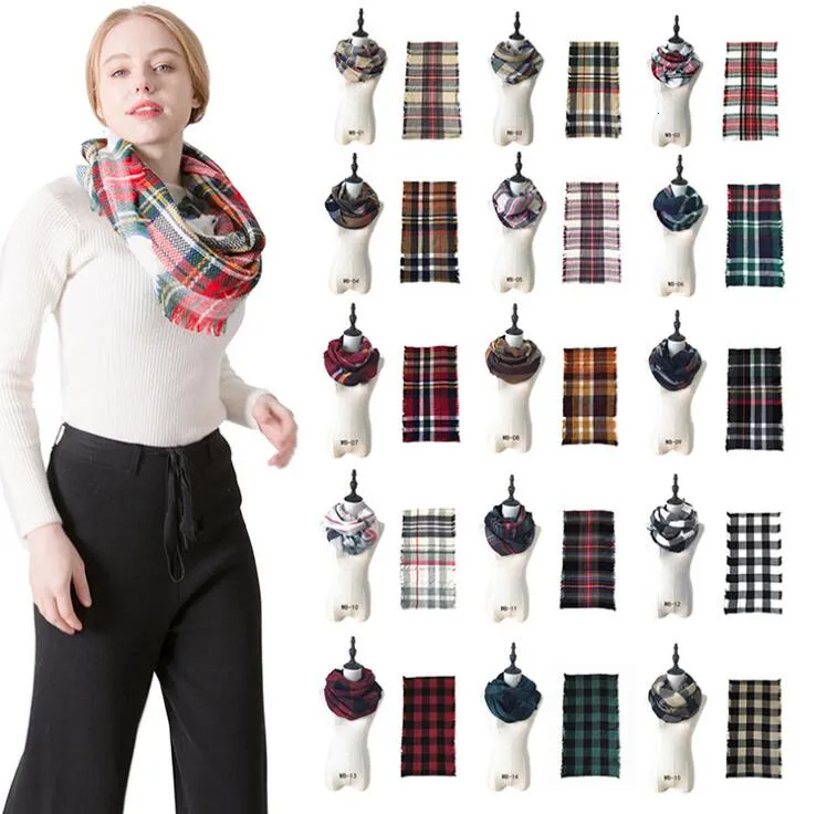 Telhas Infinity Scarves Grid Loop Lacacose Mulheres Inverno Quente Cobertores Tartan Oversized Verificação Xaile Lattice Envoltório Cashmere Pashmina GB1409