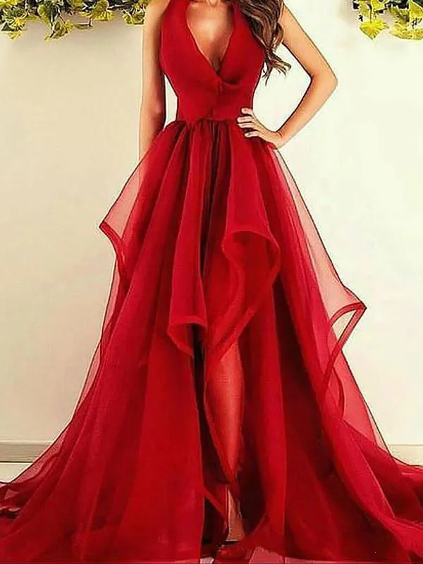 open lace back dress Luna Halter Dress- Red – IMBUE main image 0