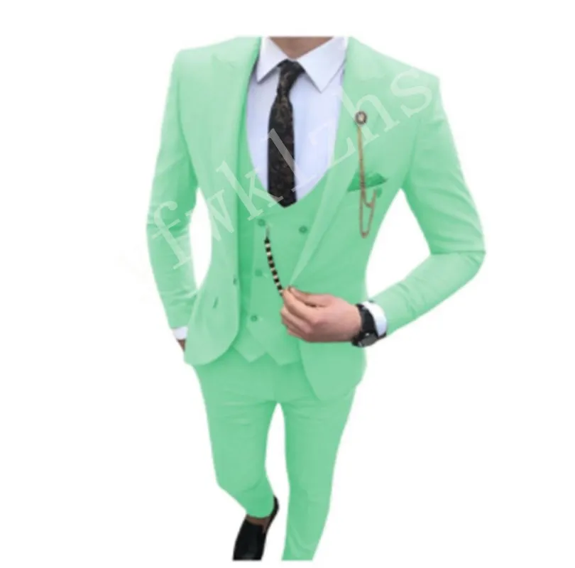 Beau un bouton garçons d'honneur pic revers marié smoking hommes costumes mariage/bal/dîner meilleur homme blazer (veste + pantalon + cravate + gilet) W68