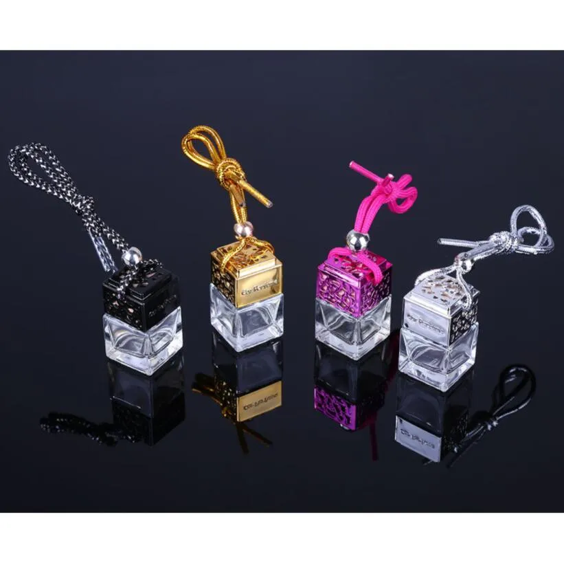 Car Hanging Perfume Air Freshener Fragrance Diffuser Empty Glass Bottle Refillable Car-styling Decor Essential Oil Bottle 8ML 