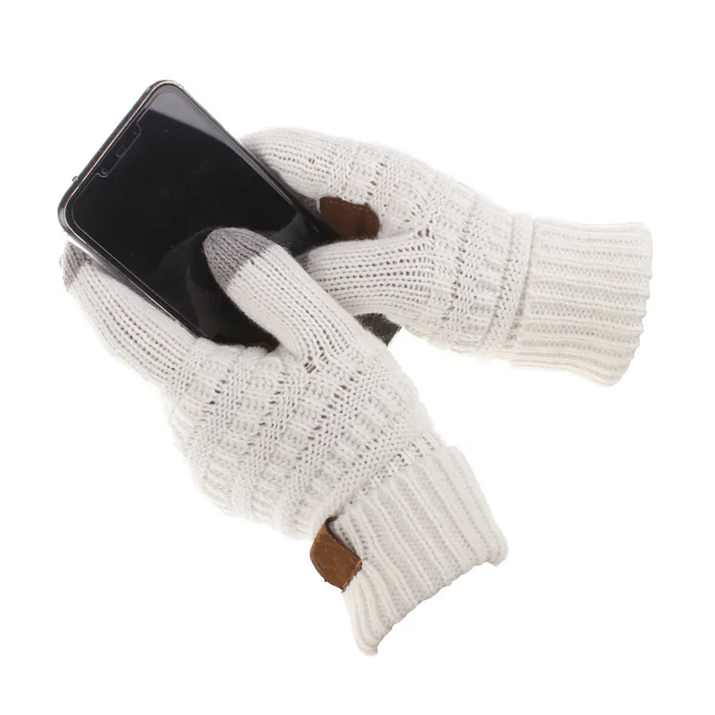 Moda- Tejer pantalla táctil Guante Guantes capacitivos Mujeres Invierno Cálido Guantes de lana Antideslizante Punto Telededos Guante Regalos de Navidad