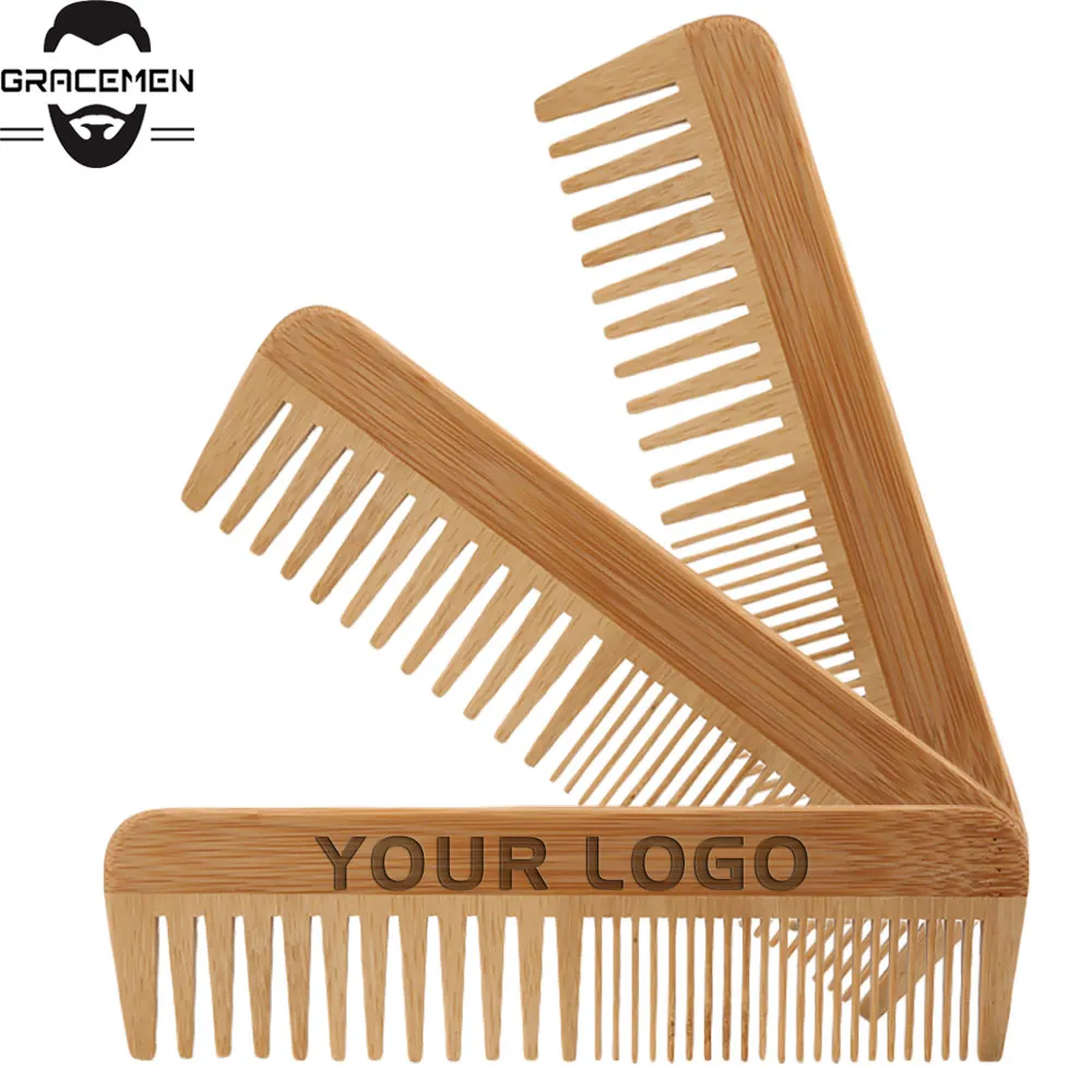MOQ Customize LOGO Premium Bamboo Combs Fine & Coarse Teethed Beard