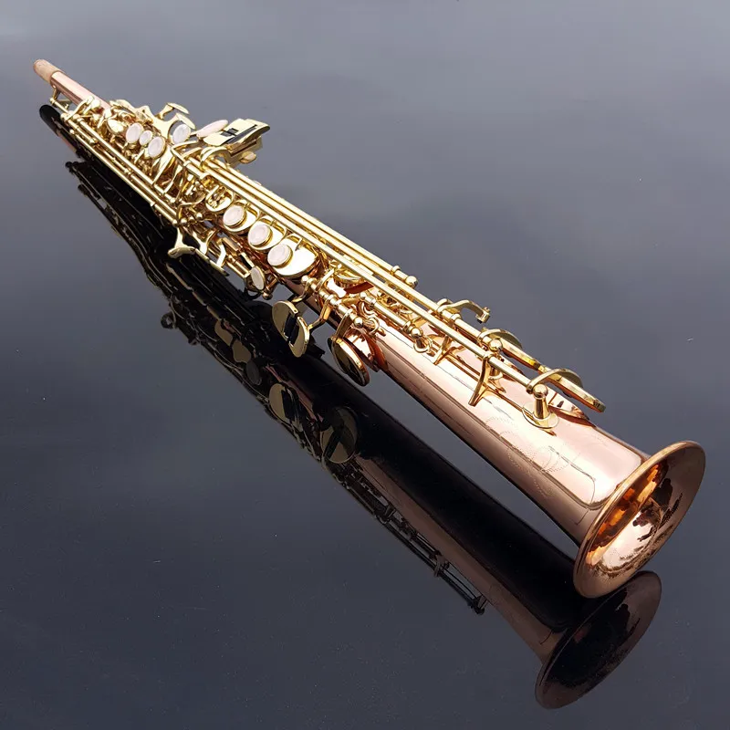 أفضل جودة جودة في اليابان الفوسفور النحاسية S-992 B Flat Soprano Saxophone Professional Professional مع Case Reed. لسان حال