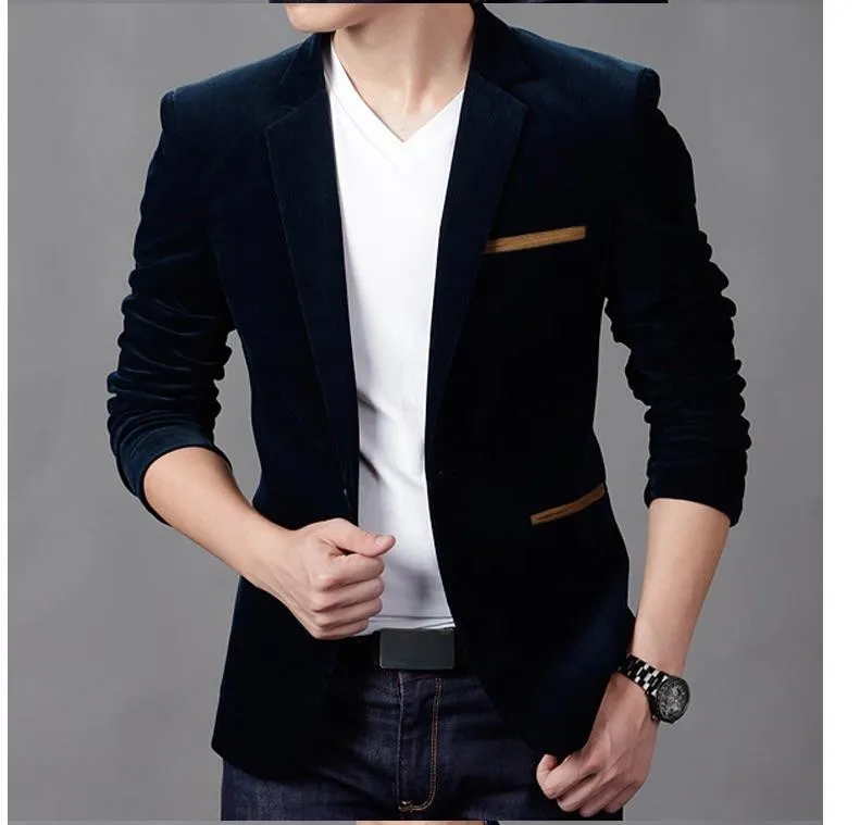 Riinr Blazer da uomo nuovo arrivo Moda primaverile Abito slim fit in cotone di alta qualità Terno Masculino Blazer