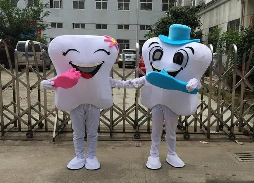 2019 Vente chaude Dents et brosses à dents Costume de mascotte Personnage de dessin animé Langteng 100% image réelle Livraison gratuite