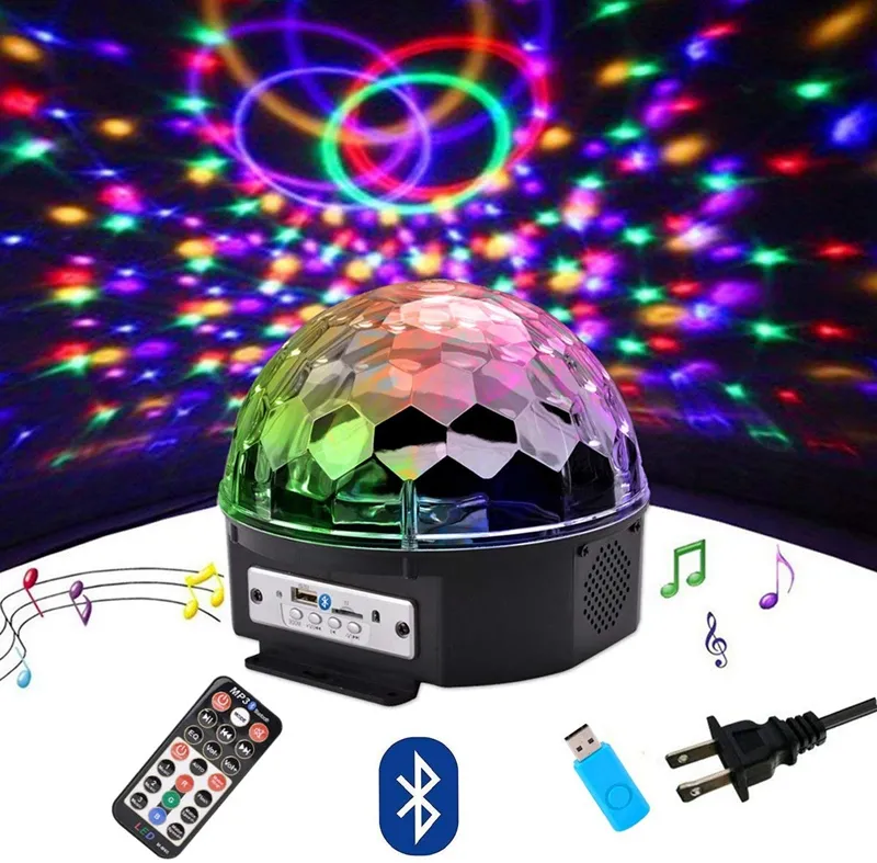 Cnsunway DJ Lights, 9 Color LED Bluetooth Stage Lights DJ Stage Lighting Rotating Crystal Magic Ball Light Sound Activated Light with Remote