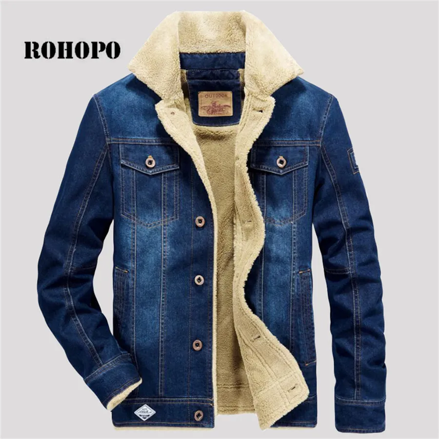 Fleece Lined Single breasted Long Sleeve Denim Jacket Lapel - Temu