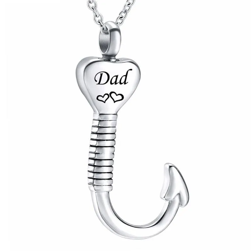 New Titanium Steel Cremation Fish Hook Heart Pendant Keepsake Urn Necklace  For Ashes Memorial Jewelry Memento318V From Wzgtd, $23.26