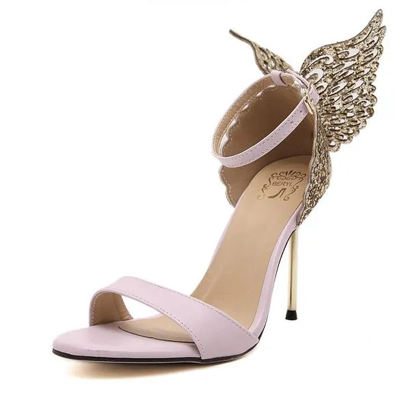 Sophia Webster Evangeline Angel-wing High Heel Sandal New Butterfly Rhinestone Studded Leather Sandals With Fine Heel Sandals SIZE 35-40