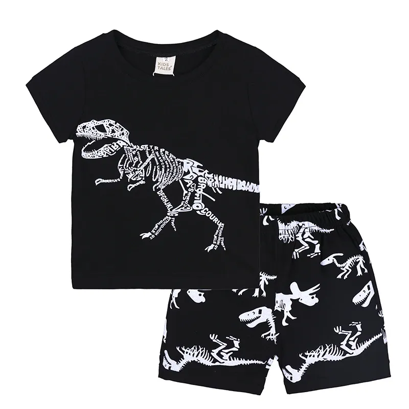 Baby Boy Dinosaur Print Summer Clothing Set T Shirt + Shorts Kids
