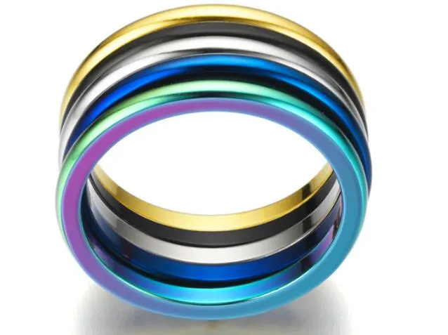 Anneaux colorés en acier inoxydable, cadeaux d'anniversaire de fête de noël pour femmes, blanc, noir, or, bleu, 2mm, 231