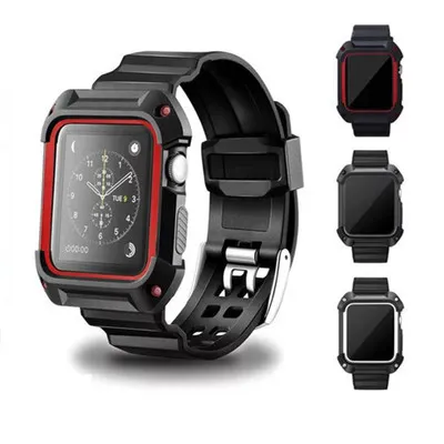 sport horloge case + band voor apple watch band 42mm 38mm pols armband Rubber horlogeband + beschermhoes voor iwatch serie 3/2/1