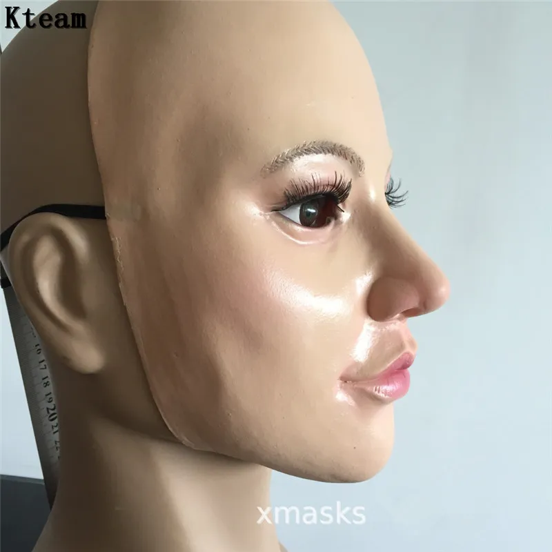 Cute Nice Female Mask Latex Silicone Machina Realistic Human Skin