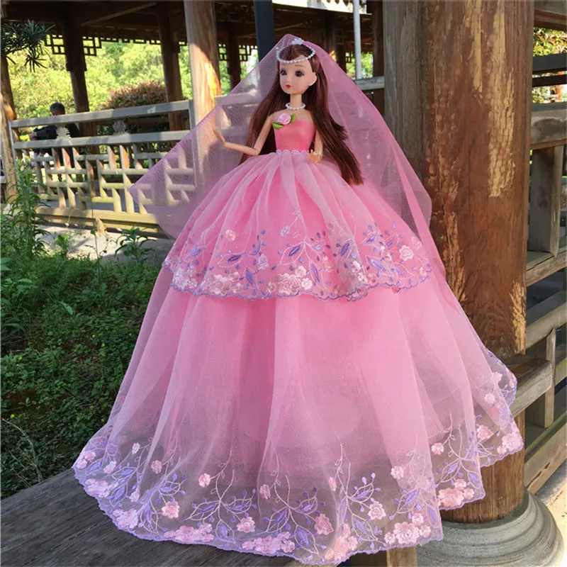 Compre 45cm princesa barbie boneca roupas arrastando vestido de casamento  crianças presente moda brinquedo acessórios decoração para casa