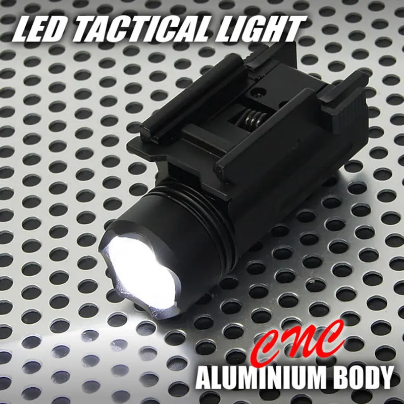 Linterna táctica Ncstar Compact LED para pistola, linterna de caza de 200 lúmenes con Base de montaje de liberación rápida de 20mm