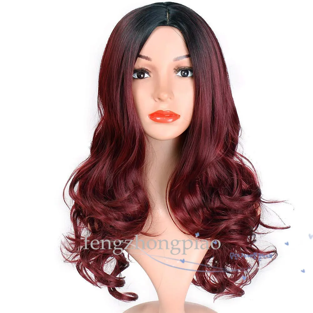 New Stylish Lolita Long Curly Full Synthetic Wig Hairstyle Ombre